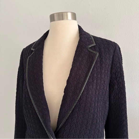 Tory Burch Navy Blue Textured Blazer Jacket M - Picture 4 of 10